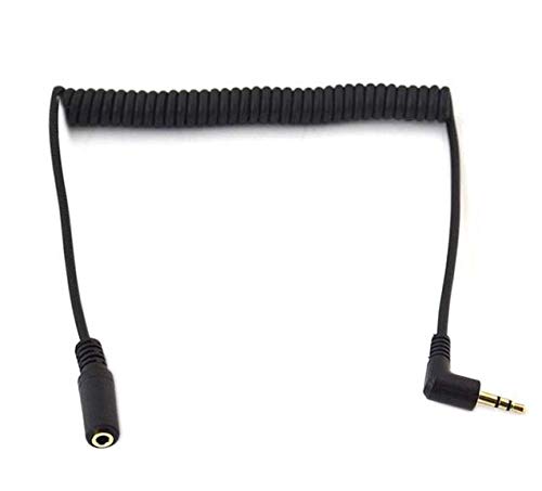 Halokny 3.5mm Stereo Audio Cable, Haokiang 90 Degree Coiled Spring 3.5mm(1/8") 3Pole Male to Female 1 to 6Ft Audio Aux Extension Cable for Home/Car Stereo,Phone,Headset and More (TRS M/F)