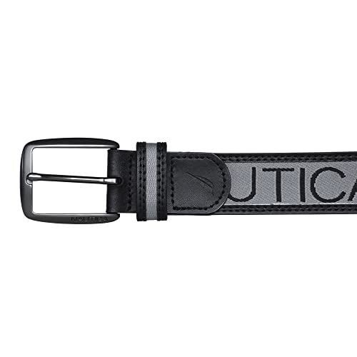 Nautica Men's Signature Leather and Canvas Belt | Ribbon Detail | Flag Design | Classic | Casual | Metal Buckle4