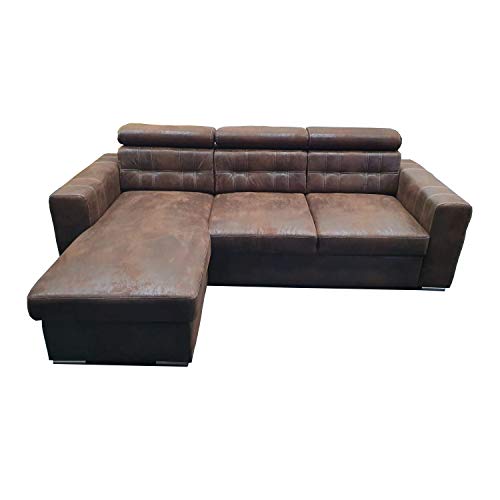 Reboz kauč kauč na razvlačenje Maggio lijevo vintage tkanina antilop crna antracit smeđa kutna garnitura (vintage smeđa)