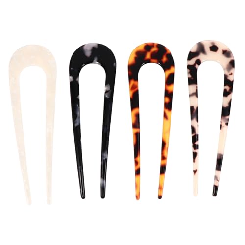 4 Piezas Horquilla Sencilla En Forma De u Pinzas Decorativas Para El Cabello Accesorios Para El Cabello De Carey Diamantes De Imitación De Gemas Para El Cabello Neto Ácido Acético PATKAW