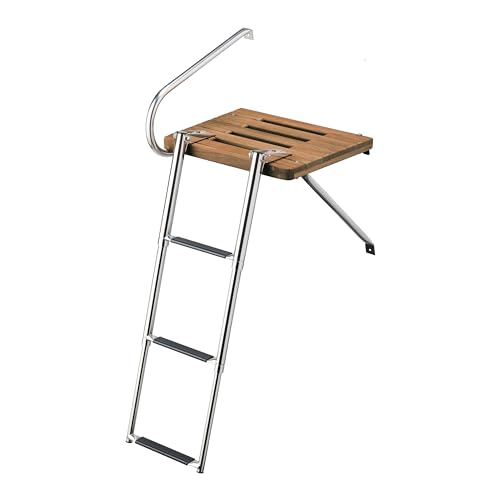 Whitecap 68902 Teak Swim Platform W/ 3 Step Ladder (W/Outboard Motors)