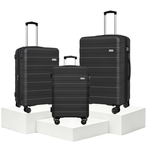 Image of KEYTANG Zebra Luggage Sets 3 Piece, 20 inch Carry On Luggage with Spinner Wheels, Hardside Business Travel Suitcase Set with TSA Lock, Lightweight Suitcase,20 /24 /28 inch,Black