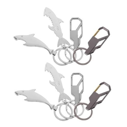 OHPHCALL 8個サメ形状ステンレス製ボトルオープナーキーチェーン 丈夫な属製飲料蓋リムーバー ホームバーやアウトドアパーティーに