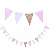 Paket: 2 Portionen WANGJINGHUA Party DIY. Dekorationen 2 Portionen Big 10ft Gold Rosa Weiß Party Banner Flagge Wimpel Girlande Dekorationen