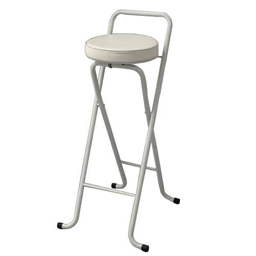 Taburete de bar plegable acolchado portátil, capacidad de 220 libras para cocina, sala de estar, jardín, camping y pesca, silla acolchada blanca de 30 pulgadas para un uso versátil