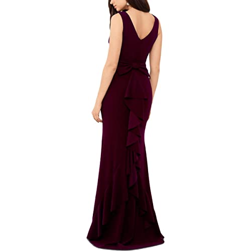Betsy & Adam Womens Burgundy Zippered Bow Sleeveless Jewel Neck Full-Length Mermaid Formal Dress Size 4 #TOP1