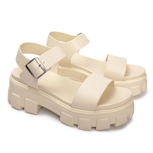 Image of Luffymomo Women's Platform Wedge Sandals | Chunky Heels Ankle Strap Shoes Open Toe Summer Adjustable Sandals, Lug Sole