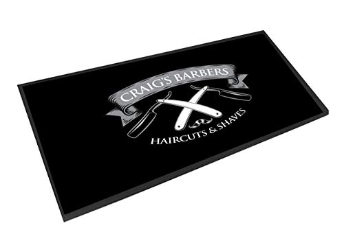 Artylicious Barbers Mat, Personalised Barbers Shop Scissor Mat Black - Haircuts and Shaves Scissors Mat (Black)