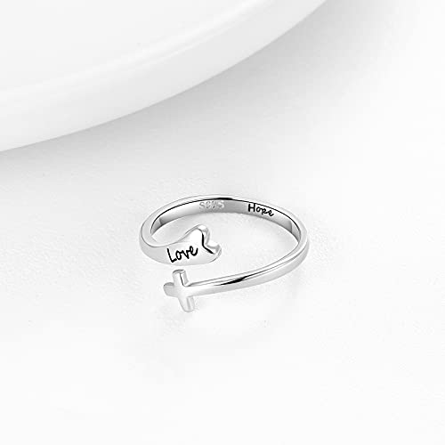 Wendao 925-Sterling-Silver Celtic Flower Thumb Ring - Cross Ring Open Adjustable Ring Inspirational Jewelry Mothers Day Birthday For Women Girls Teens #TOP2