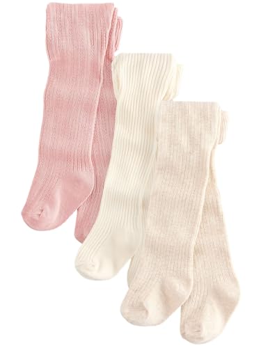 NEXT Baby Mädchen Strumpfhosen, 3er-Pack Pink Neutral Textured 56-62