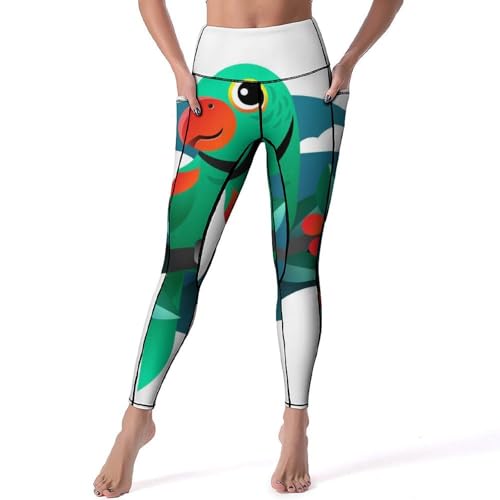 Legging femmes feuilles de perroquet vertes pantalon sport S