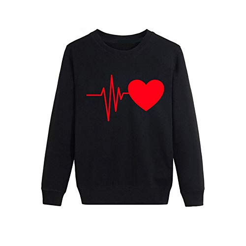 OverDose mujer De Moda De OtoñO De Manga Larga del CorazóN Impreso Jersey Blusa Moda Tops Mejor Venta Camiseta Larga Sudadera