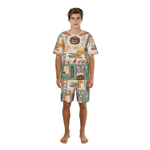 Pyjama short homme Halloween en coton léger pour l'été