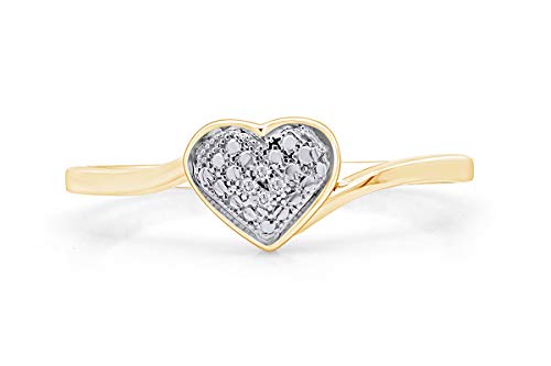 Jewel Zone US White Natural Diamond Heart Promise Ring in14k Gold Over Sterling Silver (0.01 Cttw)2
