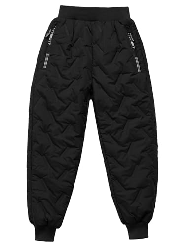 Jugaoge Kids Boys Girls Fleece Padded Pants Quilted Casual Joggers Sweatpants Outdoor Trousers with Pockets3