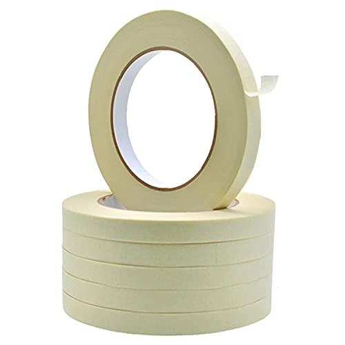 Masking Tape - 20 Meter Length 12MM / 0.5" - 12 Rolls Per Pack - Easy Tear Tape Best for Carpenter Labelling Painting and leaves no residue after a peel.