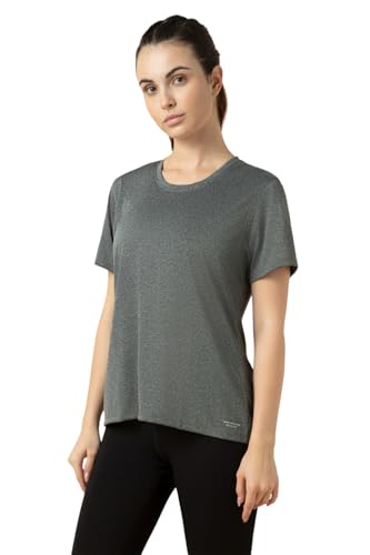 Image of Van Heusen Women's Polyester Relaxed Fit Pro Active Anti Bacterial Sports T Shirt - Relax Fit, Round Neck, Short Sleeve
