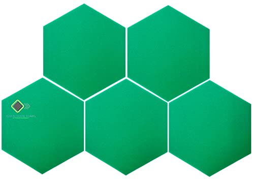 Image of YGM Acoustic Foams Professional Hexagon Acoustic Foam Panels, Absorption Panel, 12 X 12 X 1 inch High Density Edge Wall Tiles for Acoustic Treatment (Emerald Green, Set of 18)