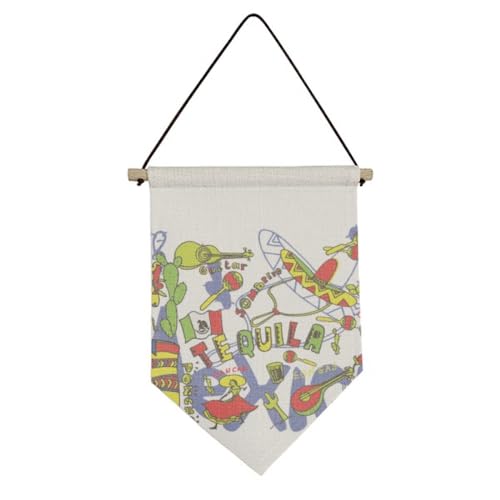 Drapeau en toile guitare chili mexicain bannière murale textile