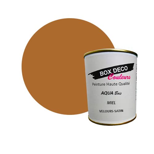 BOX DECO COULEURS Peinture bois intérieur extérieur à base d'acrylique aspect velours-satin Aqua Bois - 750ml, Miel