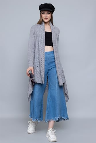 Image of Wear lusso Women's Woolen V-Neck Open Front Shrug Cardigan | Long Sleeve Winter Sweater for Girls & Ladies | Stylish Warm Outerwear in Trendy Colors