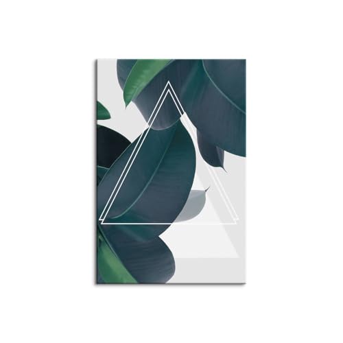 �A�� ���A�� �k�� 3 �� �A�[�g�p�l�� 3 �p�l�� �O���[�� �΂̗t ���_�� �ǃA�[�g �C���e���A �G�� �|�X�^�[ �L�����o�X �Ǐ��� �Ǌ|�� ������� �{�[�h �\�t�@�̔w�i �ǂ̊G ���蕨 �ؘg�t���̊����i (40x60cm�i16x24in�j,G)