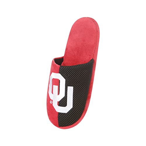Image of FOCO Oklahoma Sooners NCAA Mens Team Logo Staycation Slippers
