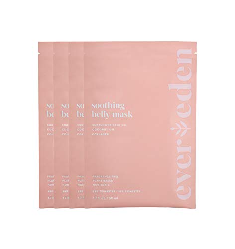 Evereden Soothing Belly Mask for Stretch Marks - 2nd/3rd Trimester Size | 4 pack | Natural Belly Mask for Pregnancy | Clean and Plant Based Pregnancy Skincare | Non-toxic and Fragrance Free