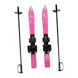QSTDGVPW Tablas de Esquí Infantiles con Bastones para Actividades en La Nieve, Rosa