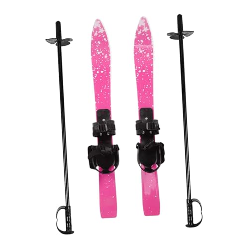 QSTDGVPW Tablas de Esquí Infantiles con Bastones para Actividades en La Nieve, Rosa