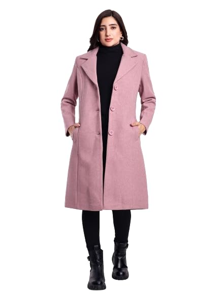 Image of HAUTEMODA Women's Winter Coat Trench Long Sleeves Over Coat With Pocket single Breasted