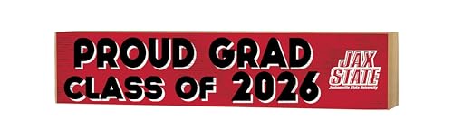 KH Sports Fan Jacksonville State Gamecocks Class of 2026 Wood Block Sign, Rectangular, 3x13 Inches, Red, Graduation Sports Decor