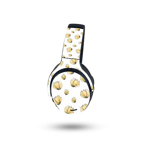 Image of MightySkins Carbon Fiber Skin Compatible with Skullcandy Crusher ANC 2 - Yellow Poppy | Protective, Durable Textured Carbon Fiber Finish | Easy to Apply