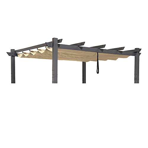 PURPLE LEAF Pergola Shade Cover for 10' X 10' Deck Porch Outside Outdoor Retractable Durable Fabric Canopy Replacement Top Only Beige