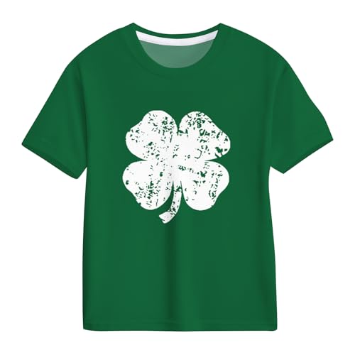 Image of TMSD Unisex Kids St.Patrick's Day T-Shirt Short Sleeve Crew Neck Clover Shamrock Tee 4-14 Years