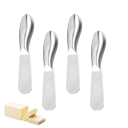 Lyivisk Buttermesser Klein 4 Stück Set aus Edelstahl Streichmesser für Butter Käse Marmelade und Sahne Ideal für Brotzeit und Frühstück