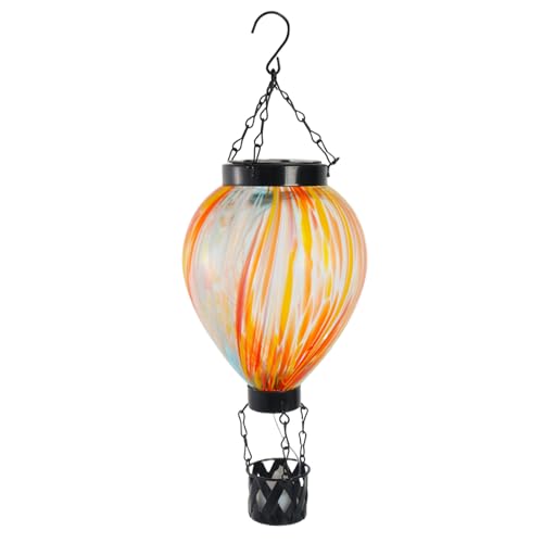 Lanterne solaire haut de gamme en forme de montgolfière lumineuse pour décoration patio chic
