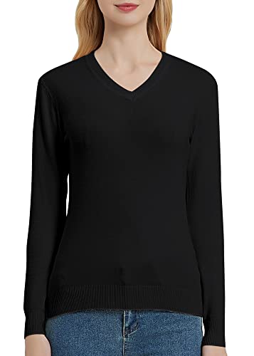 Urban Coco Women'S V Neck Long Sleeve Solid Classic Knit Pullover Sweater Tops  thumb #4