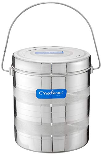 Image of Neelam Stainless Steel 18, 22 Gauge Diamond Milk Pot, 7100 ml, Stainless Steel Storage Can Useable As Steel Dabba, Milk, ghee, Oil Storage, Etc. Heavy Jointless Body, Induction Compatible, Silver