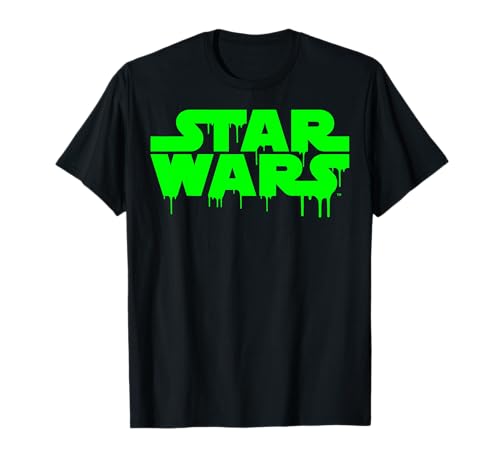 T-shirt Star Wars imprimé logo coulure vert néon design alternatif manches courtes