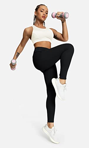 Image of QUEENIEKE BareFlow Women's Sports Bras with Phone Pocket Medium Impact Padded Racerback Workout Gym Crop Top Running Yoga Bra