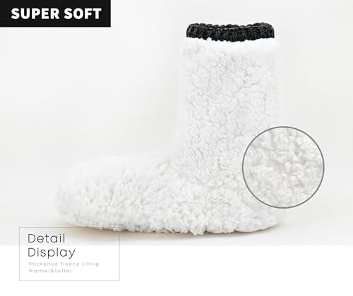 Panda Bros Cozy Boot Slippers for Men Indoor, Fuzzy House Shoes with Non Slip Gripper Soles, Winter Knitted Non-Skid Home Warm Floor Socks3