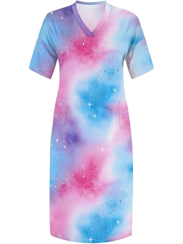 Image of PinkPatty Women's Plus Size Short Sleeve Maxi Dress Casual Loose V Neck Long Dress with Pockets
