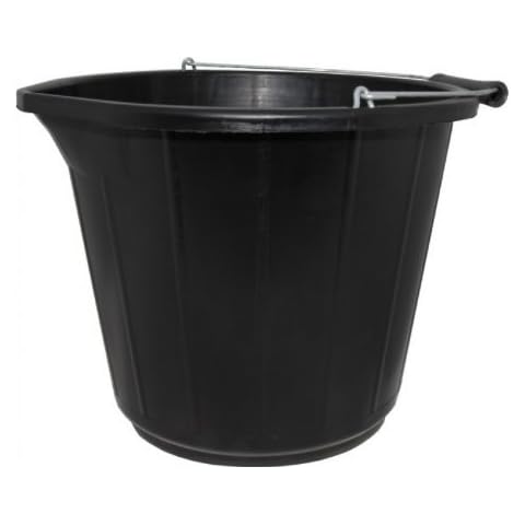 Anything4home 10 x Black Builders Bucket Plastic 3 Gallon 14 Litre 14L Strong Water Mixing Storage Cover