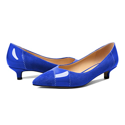 Joseywade Women Low Kitten Heel Pumps Pointed Toe Slip On 1.5 Inch Closed Toe Comfort Shoes4