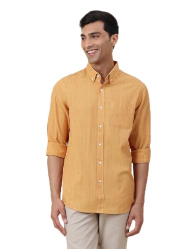 Chemise moutarde homme XS ajustée Fabindia anti-teint terne