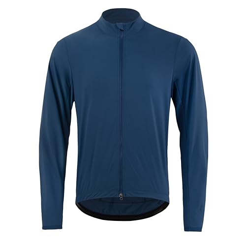 RISESBIK Mens Cycling Jacket Ultra-light Cycling Tops 4 Pockets Windproof Waterproof Bike Windbreaker Double Open Zipper (Blue L)