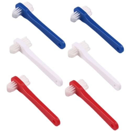 Yardenfun 6 piezas Cepillo de Dientes para Adultos Doble Cabeza Pequeño Cepillo para Dentaduras Portátil Diseño Ergonómico con Cerdas Suaves Unidades Blanco para Limpieza