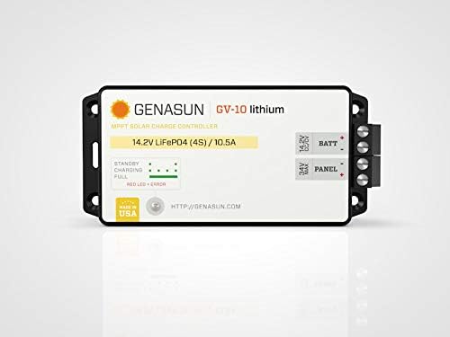 Genasun GV-10-Li-14.2V, 140W 10.5 Amp 14.2 Volt MPPT Solar Charge Controller for Lithium Batteries