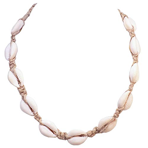 BlueRica Braided Hemp Cord Choker Necklace with Cowrie Shells